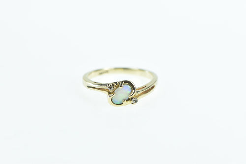 10K Oval Opal Diamond Accent Bypass Ring Yellow Gold