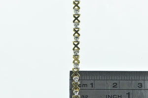 10K Diamond X Criss Cross Vintage Tennis Bracelet 7.25" Yellow Gold