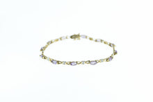 Load image into Gallery viewer, 10K Marquise Amethyst Diamond Vintage Bracelet 6.75&quot; Yellow Gold