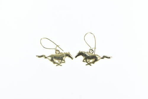 10K Ford Mustang Symbol Horse Sports Car Earrings Yellow Gold