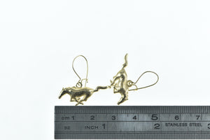 10K Ford Mustang Symbol Horse Sports Car Earrings Yellow Gold