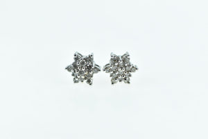 10K 0.56 Ctw Diamond Vintage Cluster Stud Earrings White Gold