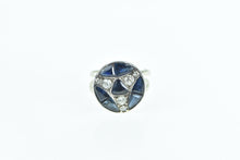 Load image into Gallery viewer, 10K 1.30 Ctw Sapphire Diamond Art Deco Plat Ring White Gold
