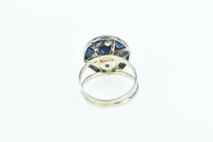 10K 1.30 Ctw Sapphire Diamond Art Deco Plat Ring White Gold