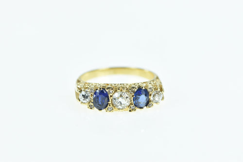 18K 1.44 Ctw Sapphire Diamond Ornate Ring Yellow Gold