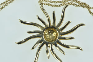 10K 0.75 Ctw Pave Diamond Encrusted Sun Necklace Yellow Gold