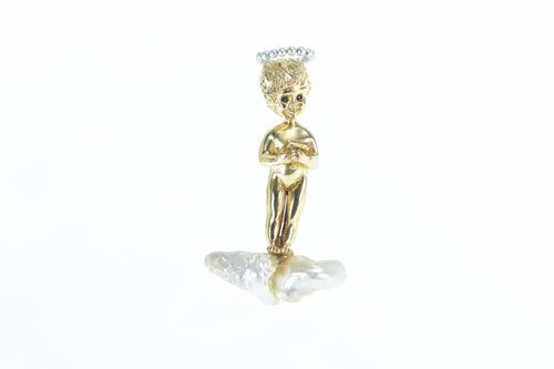 14K William Ruser Sabbath Child Cherub Pin/Brooch Yellow Gold