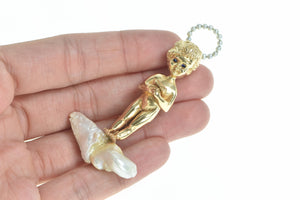 14K William Ruser Sabbath Child Cherub Pin/Brooch Yellow Gold