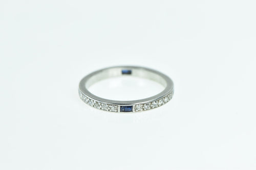 Platinum Art Deco Sapphire Diamond Wedding Ring