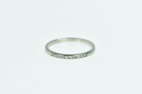 18K Art Deco Diamond Wedding Band Ring White Gold