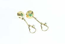 Load image into Gallery viewer, 18K Retro Princess Emerald Cluster Dangle Earrings Yellow Gold