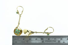 Load image into Gallery viewer, 18K Retro Princess Emerald Cluster Dangle Earrings Yellow Gold