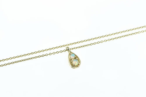14K Opal Vintage Tear Drop Vintage Chain Necklace 14.5