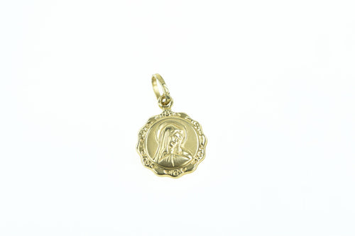 18K Puffy Catholic Jesus Christian Faith Charm/Pendant Yellow Gold