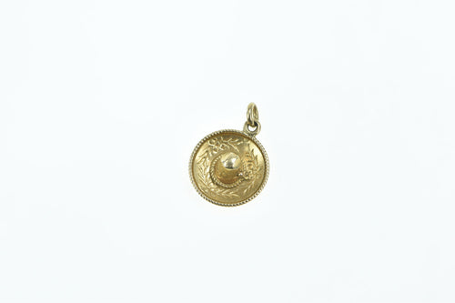 18K 3D Sombrero Traditional Mexican Hat Charm/Pendant Yellow Gold