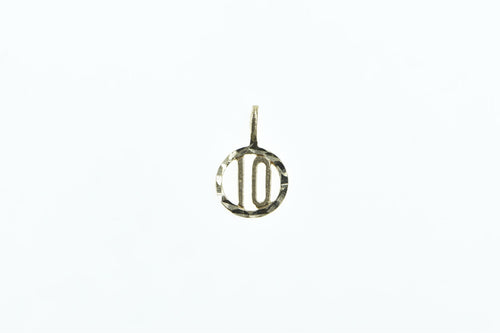 14K 10 Number Ten Vintage Round Charm/Pendant Yellow Gold