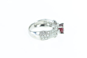 18K 2.13 Ctw Ruby Diamond Engagement Ring White Gold