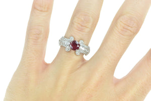 18K 2.13 Ctw Ruby Diamond Engagement Ring White Gold