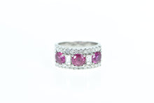 Load image into Gallery viewer, 18K 1.93 Ctw Pink Sapphire Diamond Band Ring White Gold