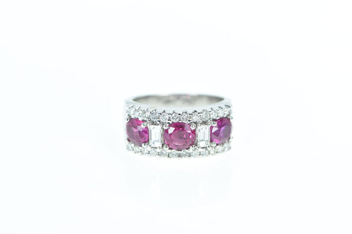 18K 1.93 Ctw Pink Sapphire Diamond Band Ring White Gold