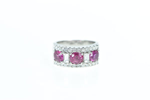 18K 1.93 Ctw Pink Sapphire Diamond Band Ring White Gold