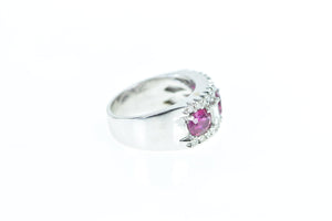 18K 1.93 Ctw Pink Sapphire Diamond Band Ring White Gold