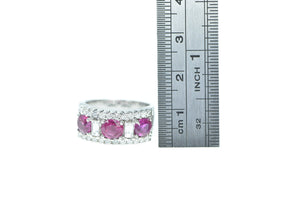 18K 1.93 Ctw Pink Sapphire Diamond Band Ring White Gold