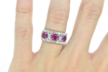 Load image into Gallery viewer, 18K 1.93 Ctw Pink Sapphire Diamond Band Ring White Gold