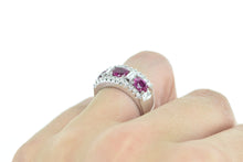 Load image into Gallery viewer, 18K 1.93 Ctw Pink Sapphire Diamond Band Ring White Gold