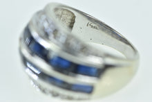 Load image into Gallery viewer, 14K 4.00 Ctw Sapphire Diamond Band Ring White Gold
