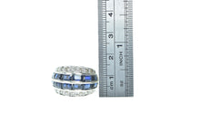 Load image into Gallery viewer, 14K 4.00 Ctw Sapphire Diamond Band Ring White Gold