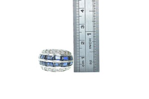 14K 4.00 Ctw Sapphire Diamond Band Ring White Gold