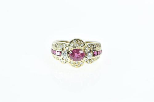 14K 1.99 Ctw Pink Sapphire Diamond Ornate Ring Yellow Gold