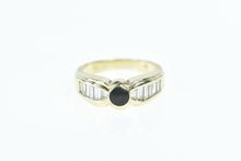 Load image into Gallery viewer, 14K Black Onyx 0.75 Ctw Baguette Diamond Ring Yellow Gold