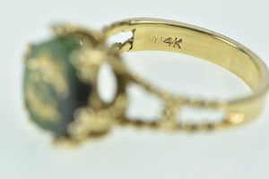 14K Asian Nephrite Pisces Astrology Zodiac Ring Yellow Gold