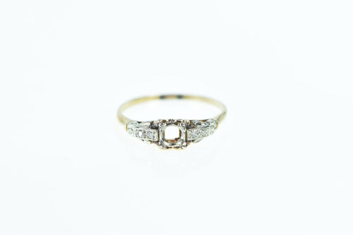 14K 40's Diamond 4.5mm Engagement Setting Ring Yellow Gold