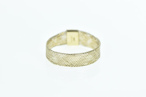 14K 9.4mm Woven Braid Mesh Chain Band Ring Yellow Gold