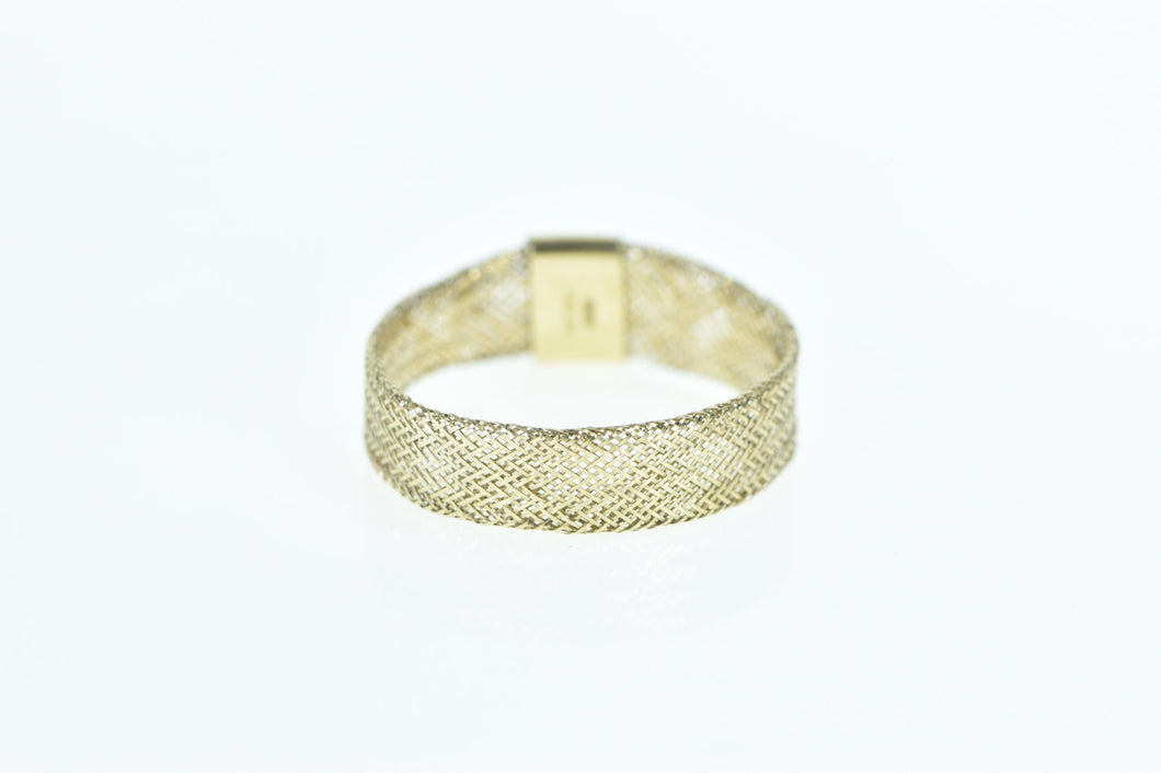 14K 9.4mm Woven Braid Mesh Chain Band Ring Yellow Gold