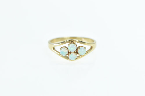 14K Vintage Round Opal Cluster Statement Ring Yellow Gold