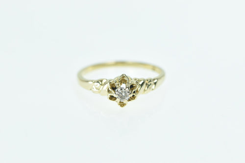 14K 2.9mm Vintage Solitaire Engagement Ring Yellow Gold