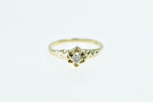 14K 2.9mm Vintage Solitaire Engagement Ring Yellow Gold