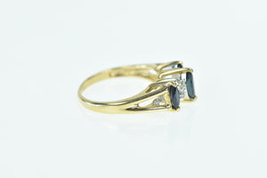 14K Marquise Sapphire Diamond Vintage Ring Yellow Gold