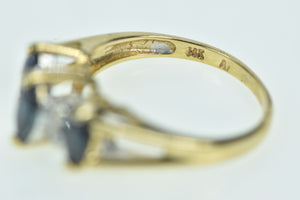 14K Marquise Sapphire Diamond Vintage Ring Yellow Gold