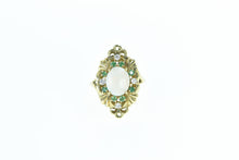 Load image into Gallery viewer, 14K Opal Emerald Diamond Ornate Cocktail Ring Yellow Gold
