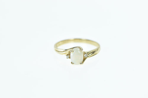 10K Vintage Opal Diamond Accent Bypass Ring Yellow Gold