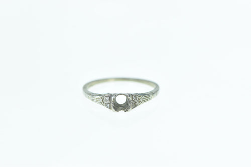 10K Art Deco Diamond 5.25mm Setting Ring White Gold