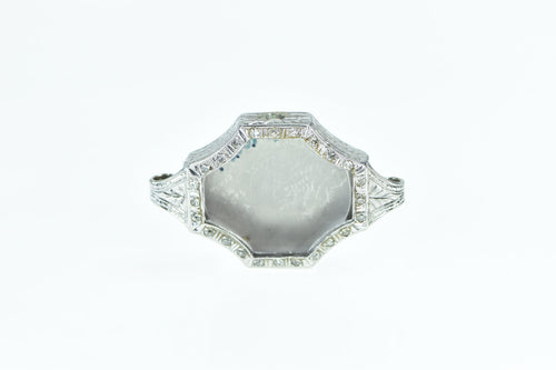 Platinum Art Deco 19.5x18.5mm Diamond Wrist Watch Case