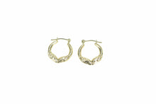 Load image into Gallery viewer, 14K Ram Head Aries Zodiac Sign Puffy Hoop Earrings Yellow Gold
