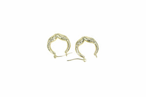 14K Ram Head Aries Zodiac Sign Puffy Hoop Earrings Yellow Gold