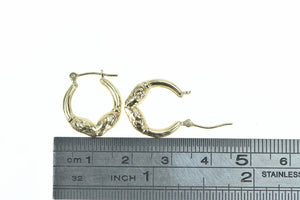 14K Ram Head Aries Zodiac Sign Puffy Hoop Earrings Yellow Gold